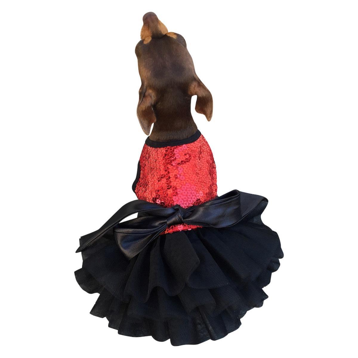 The Dog Squad Fufu Tutu Sequin Dog Dress - Red Vixen