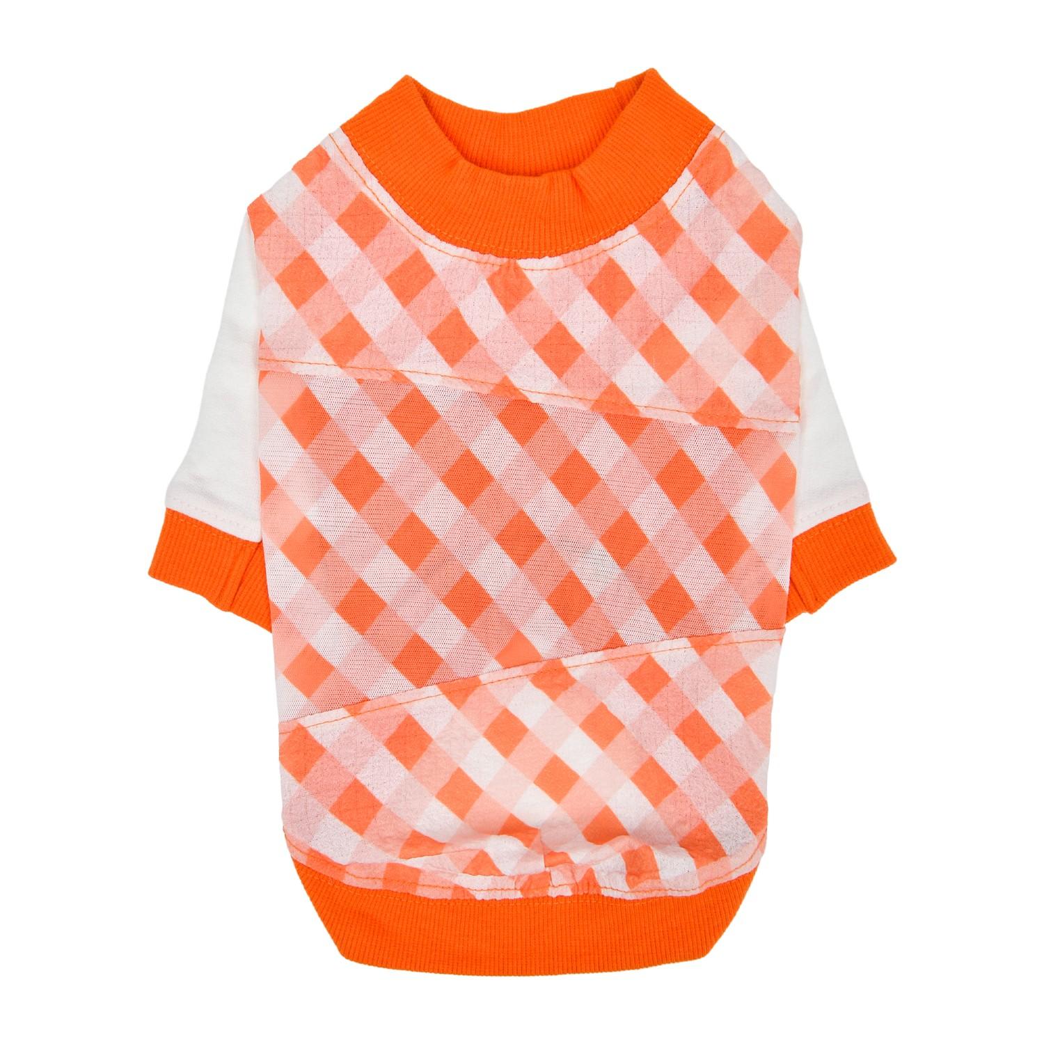 Puppia Claude Checkered Rounded Dog Shirt - Orange