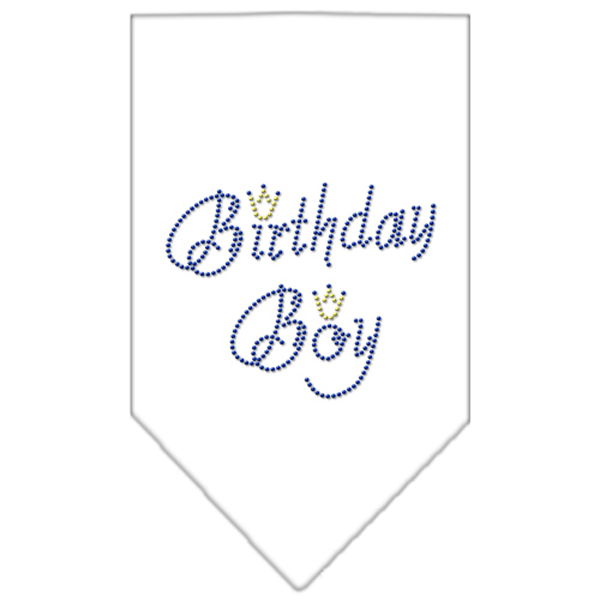 Birthday Boy Rhinestone Dog Bandana - White