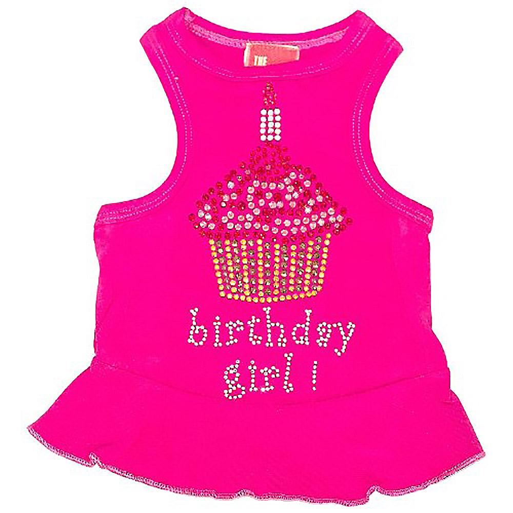The Dog Squad Birthday Girl Cupcake Rhinestone Dog Dress - Raspberry Pink
