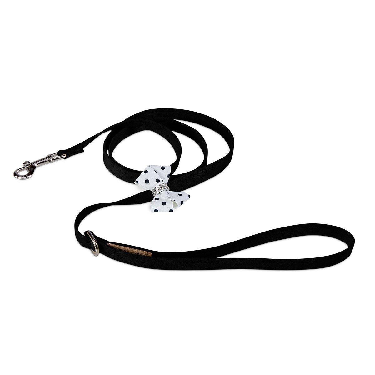 Susan Lanci Black & White Polka Dot Nouveau Bow Dog Leash - Black