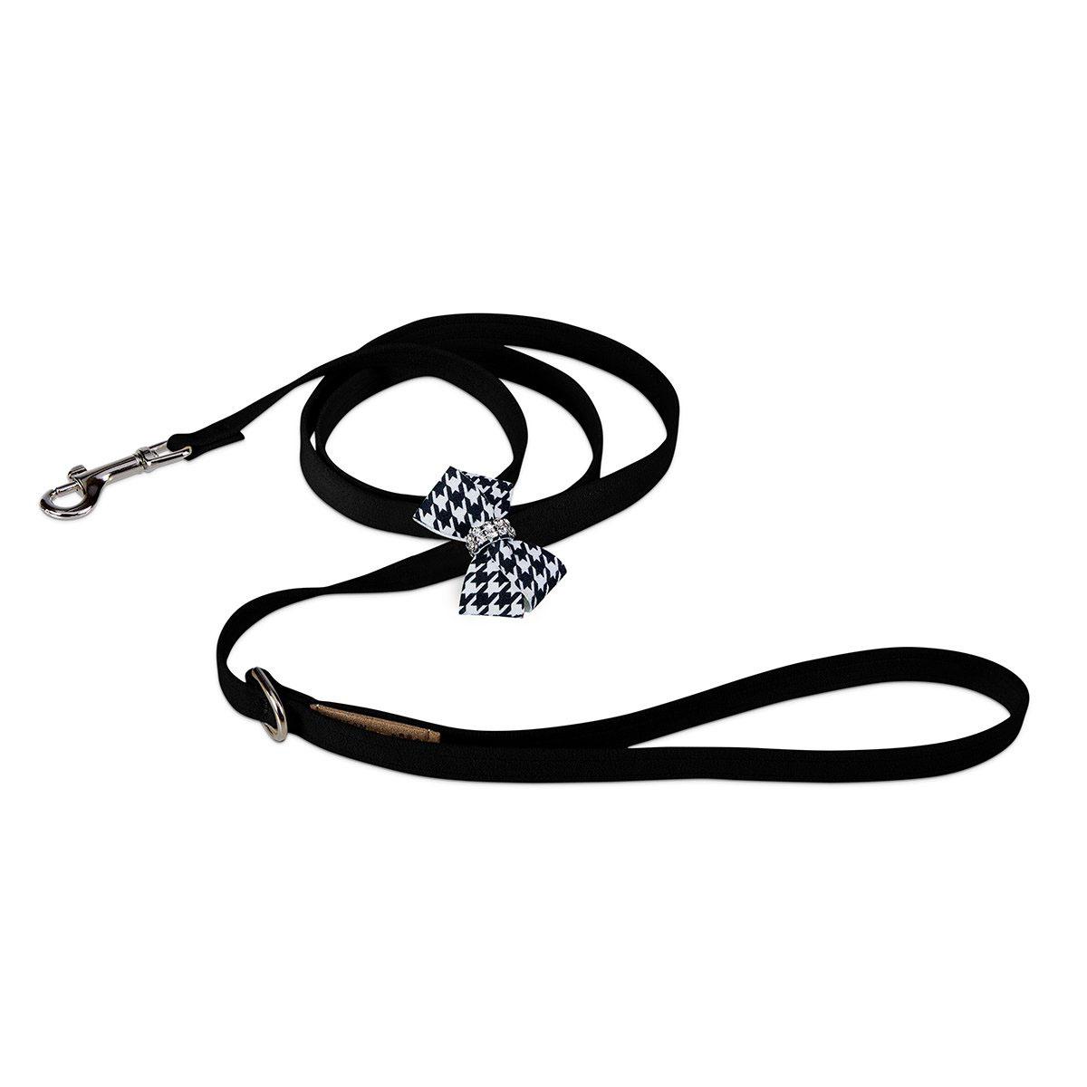 Susan Lanci Black & White Houndstooth Nouveau Bow Dog Leash - Black