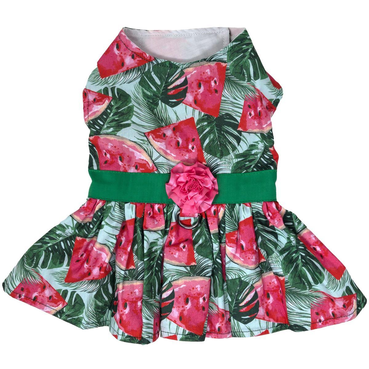 Juicy Watermelon Dog Harness Dress with Matching Leash by Doggie Design