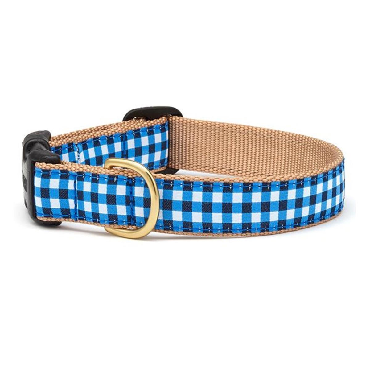 Navy Gingham Dog Collar by Up Country