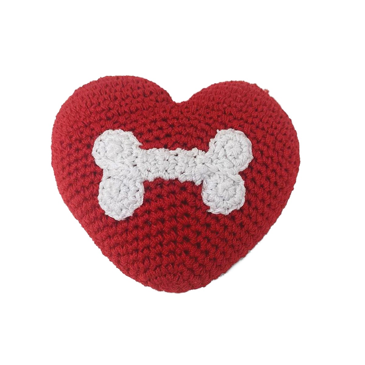 DOGO PAWer Crochet Dog Toy - Bone Heart Red