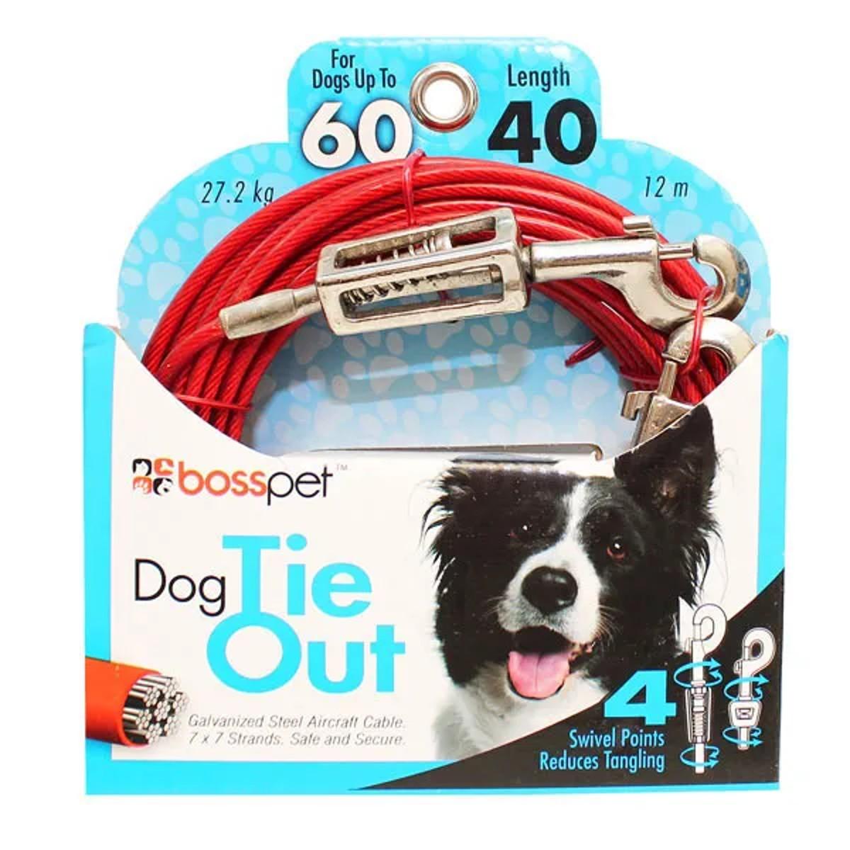 Boss Pet Vinyl Coated Cable Dog Tie-Out with Spring - Large Dog up to 60lbs