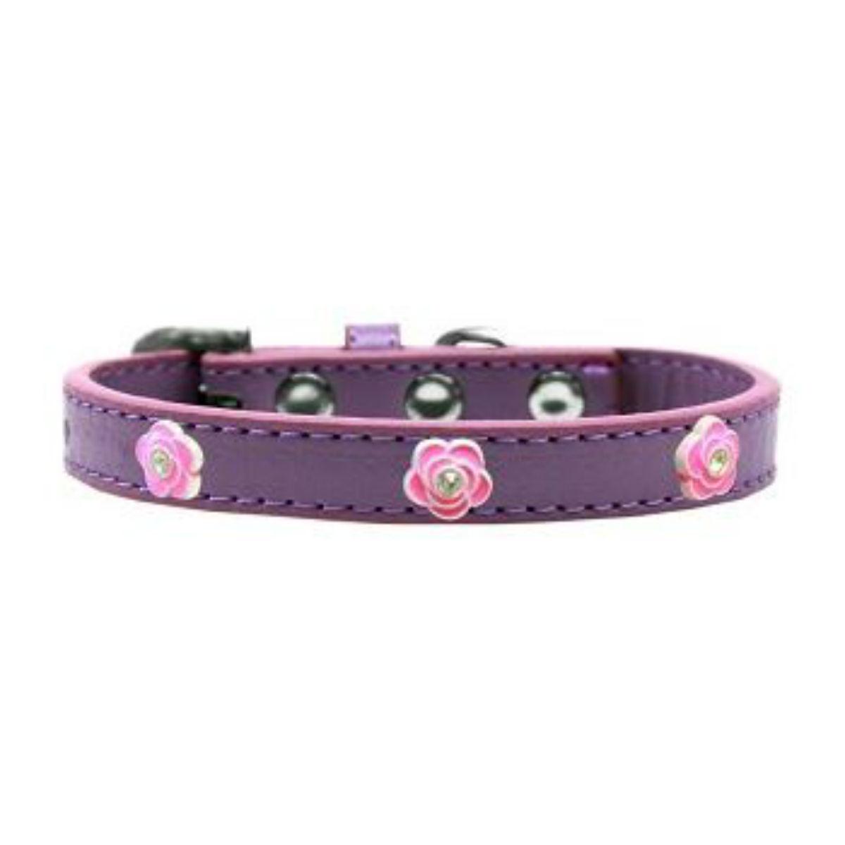 Bright Pink Rose Widget Dog Collar - Lavender