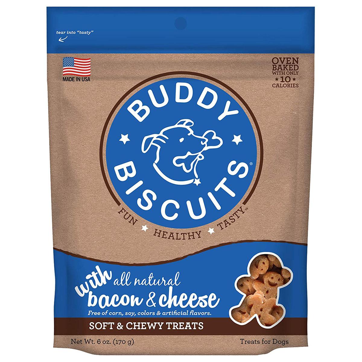 Buddy Biscuits Whole Grain Soft & Chewy Dog Treats - Bacon & Cheese