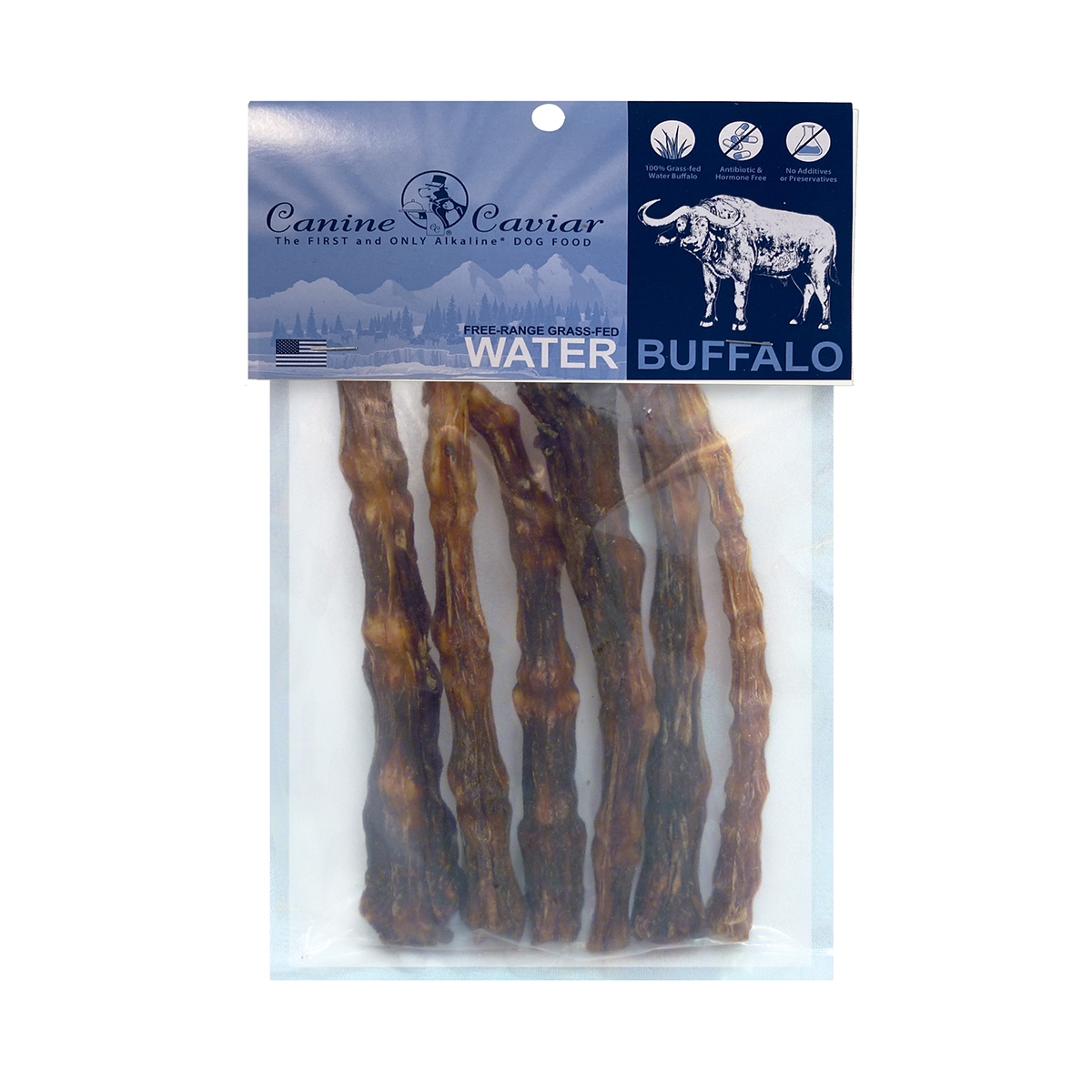Canine Caviar California Rolls Water Buffalo Tails 6-Inch Dog Treats - 6-Pack