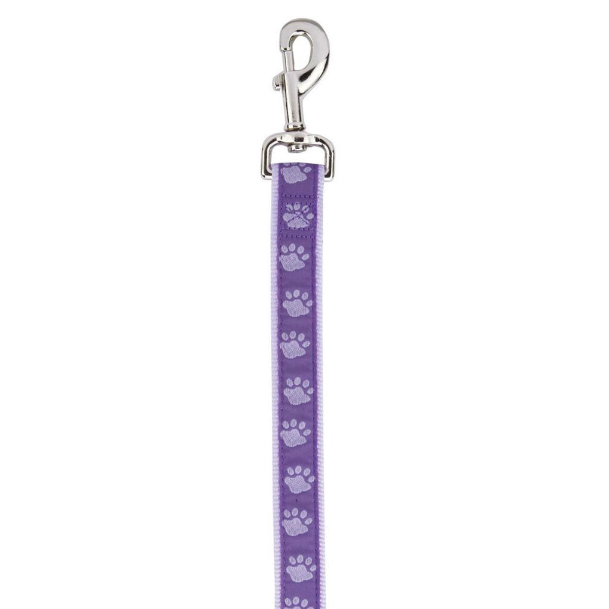 Casual Canine Two-Tone Pawprint Dog Leash - Purple