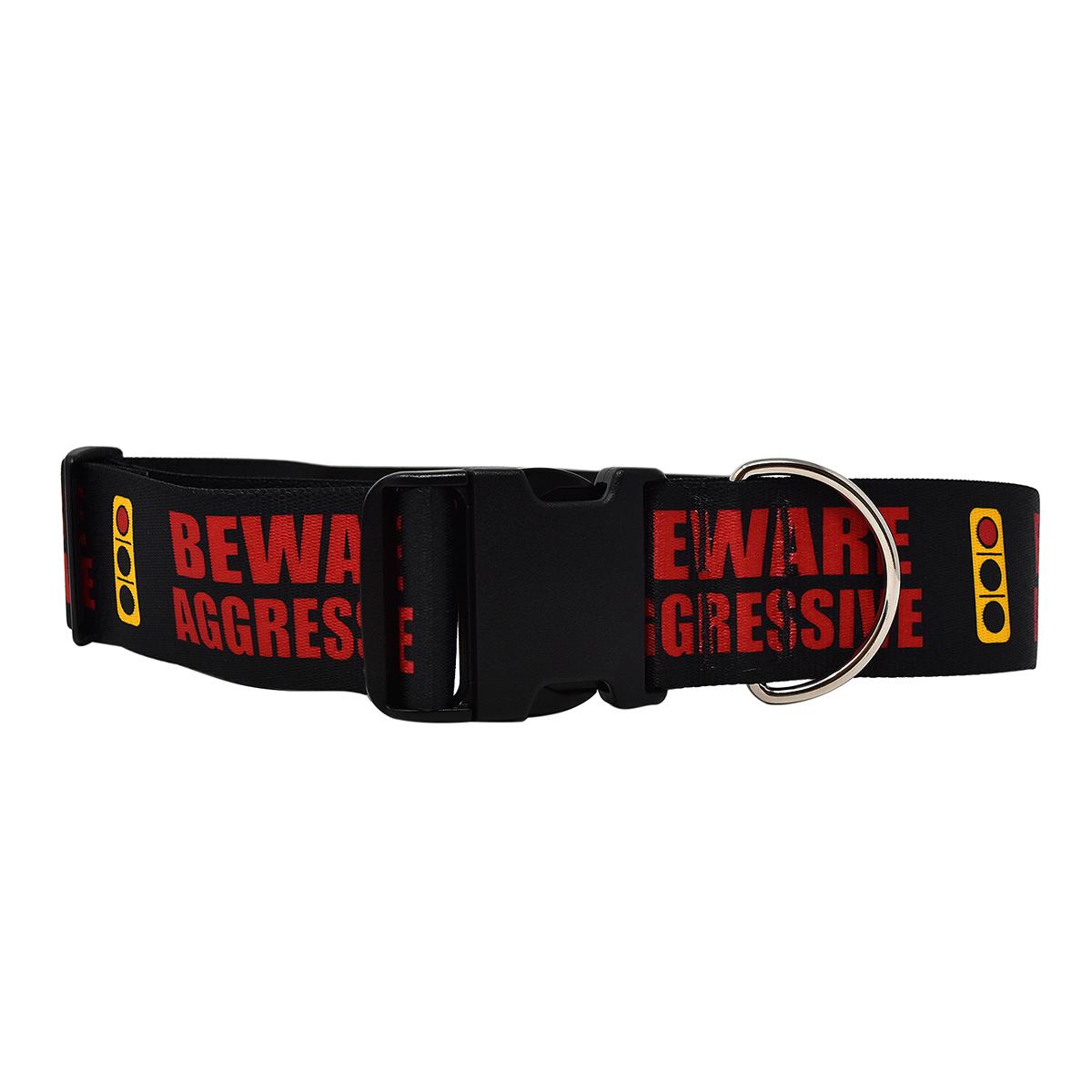 Caution Beware Aggressive Stop Light Dog Collar by Yellow Dog