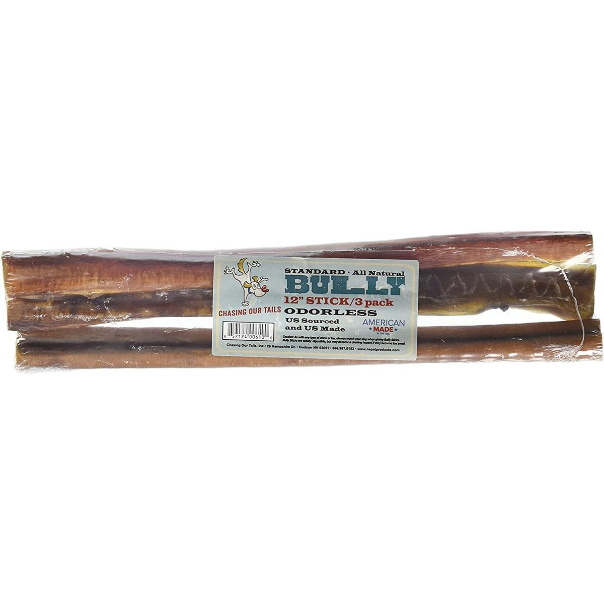 Chasing Our Tails USA Odorless Standard Bully Stick Dog Treats 