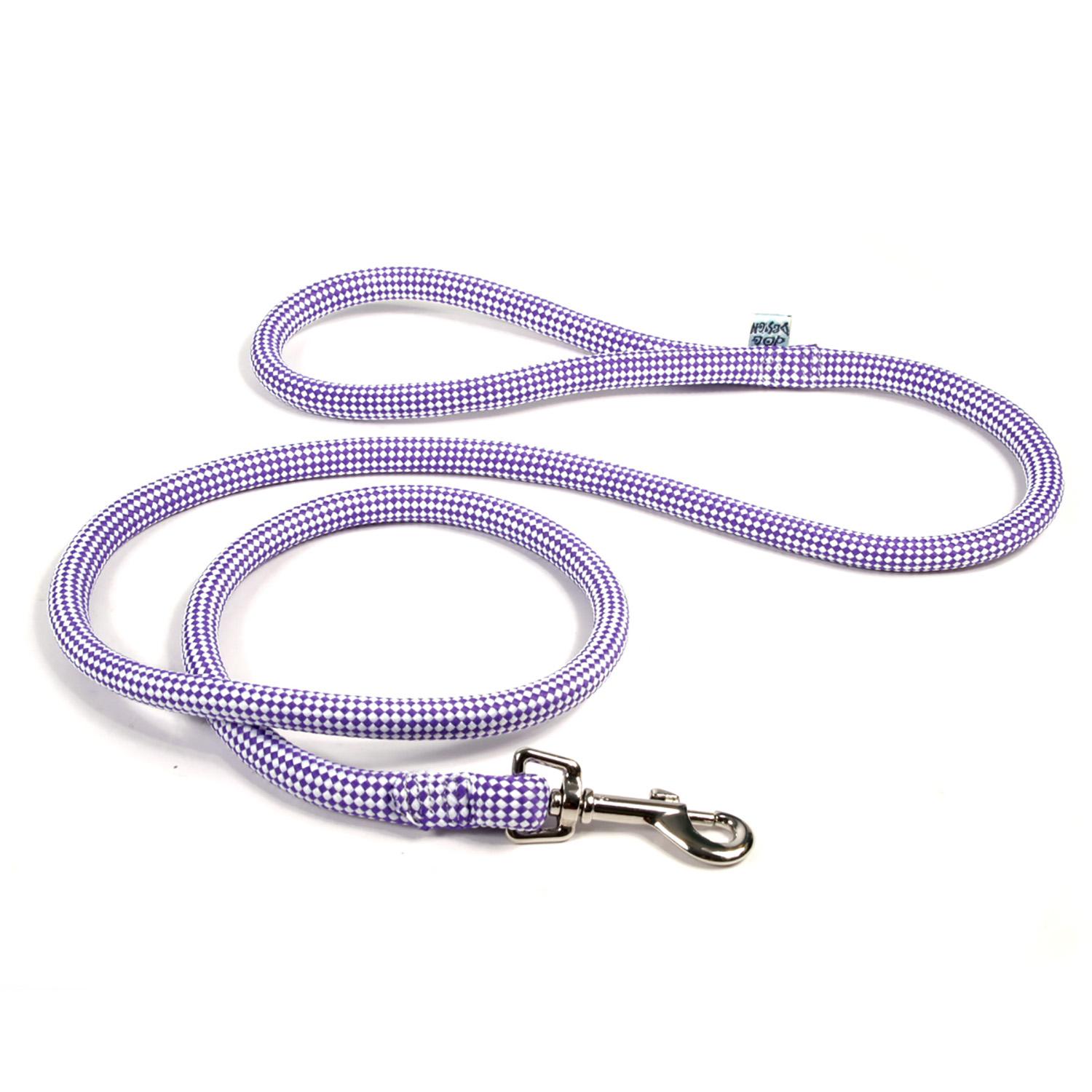 Checkerboard Braided Dog Leash by Yellow Dog - Purple