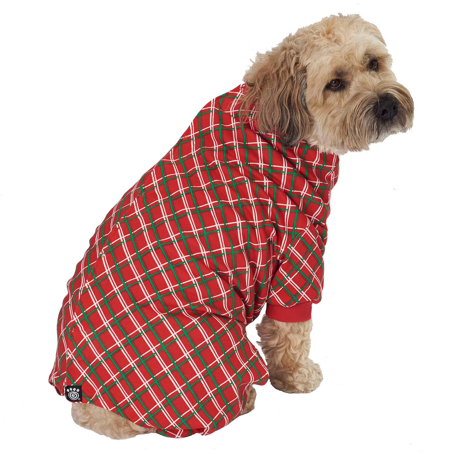 PetRageous Christmas Plaid Dog Pajamas - Red