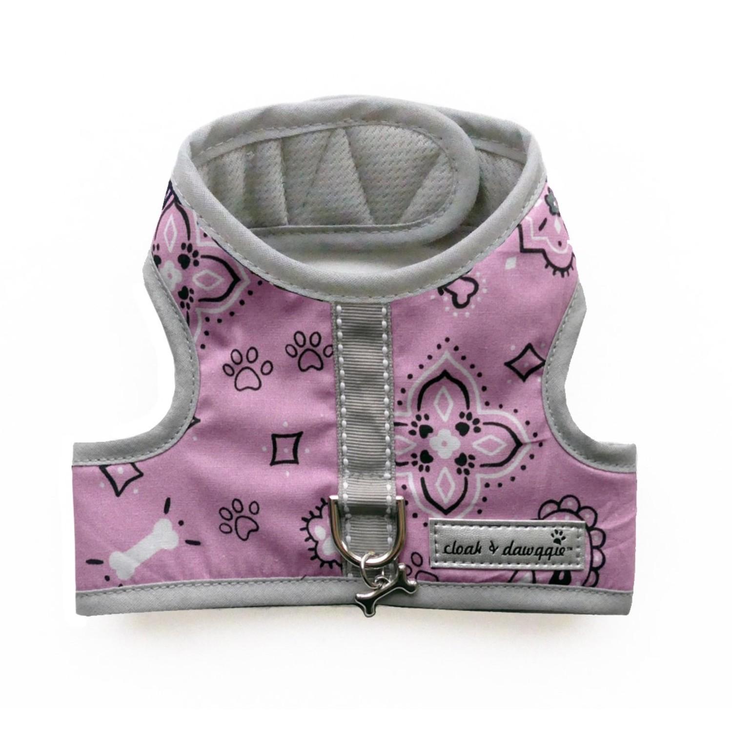 Cloak & Dawggie Bandana Teacup Dog Vest Harness - Pink