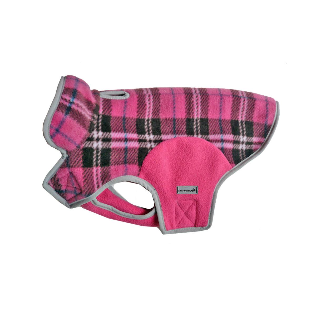 Cloak & Dawggie Precision Fit Fleece Dog Jacket - Pink Plaid
