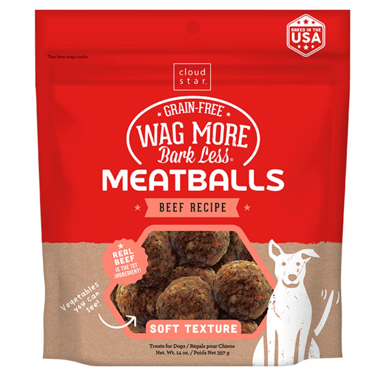 Cloud Star Wag More Bark Less Grain Free Meatballs - Beef Recipe