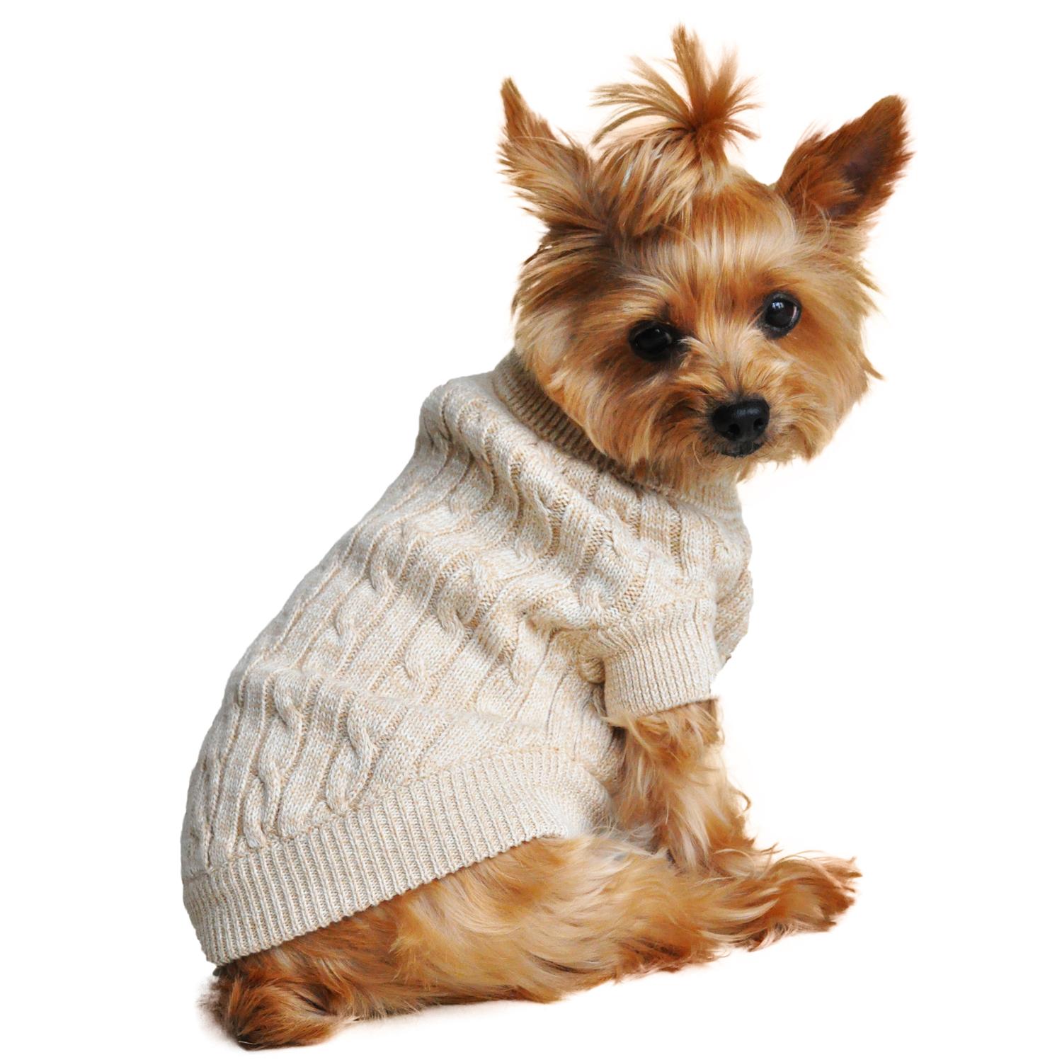 Cable Knit Dog Sweater by Doggie Design - Oatmeal