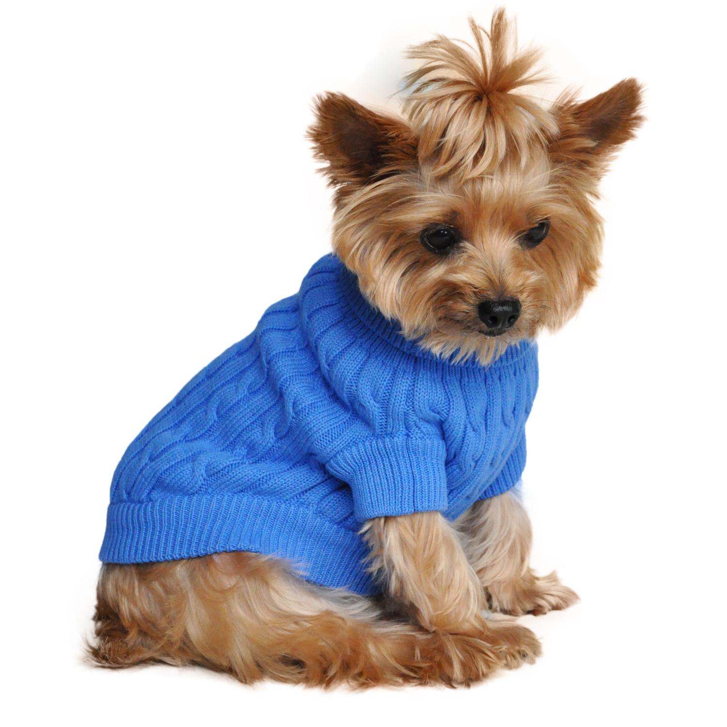 Cable Knit Dog Sweater by Doggie Design - Riverside Blue