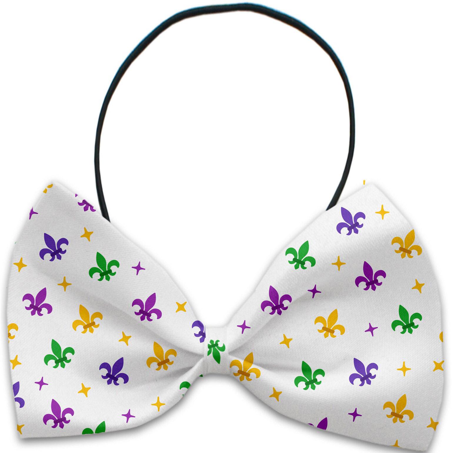 Mirage Confetti Fleur de Lis Mardi Gras Dog Bow Tie