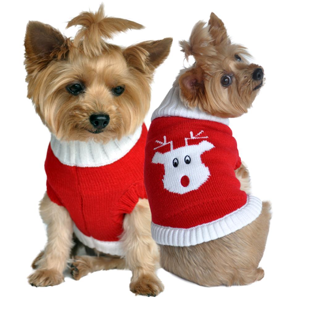 Rudolph Holiday Dog Sweater by Doggie Design - Red