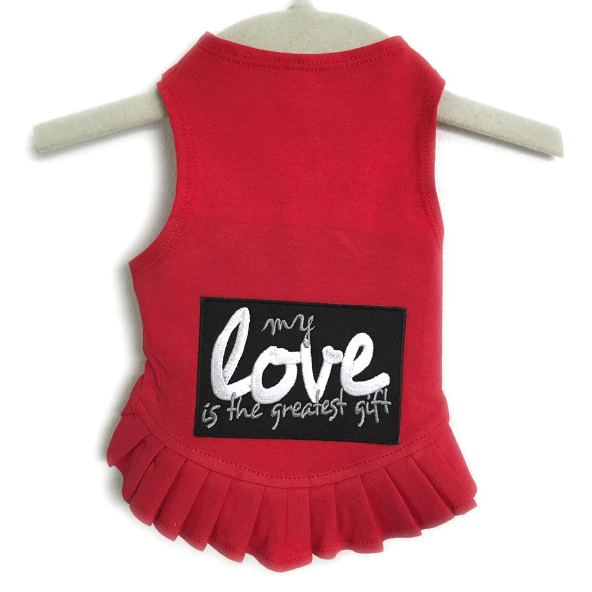 Daisy & Lucy My Love Is The Greatest Gift Dog Dress - Red