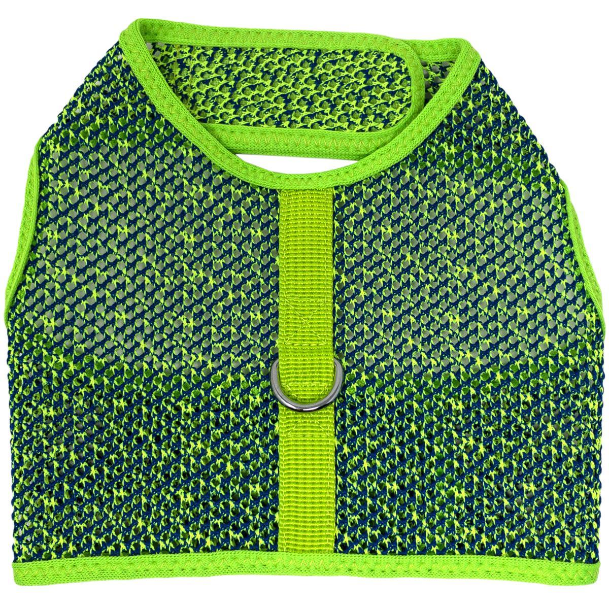 Doggie Design Active Mesh Dog Harness with Leash - Neon Green & Blue