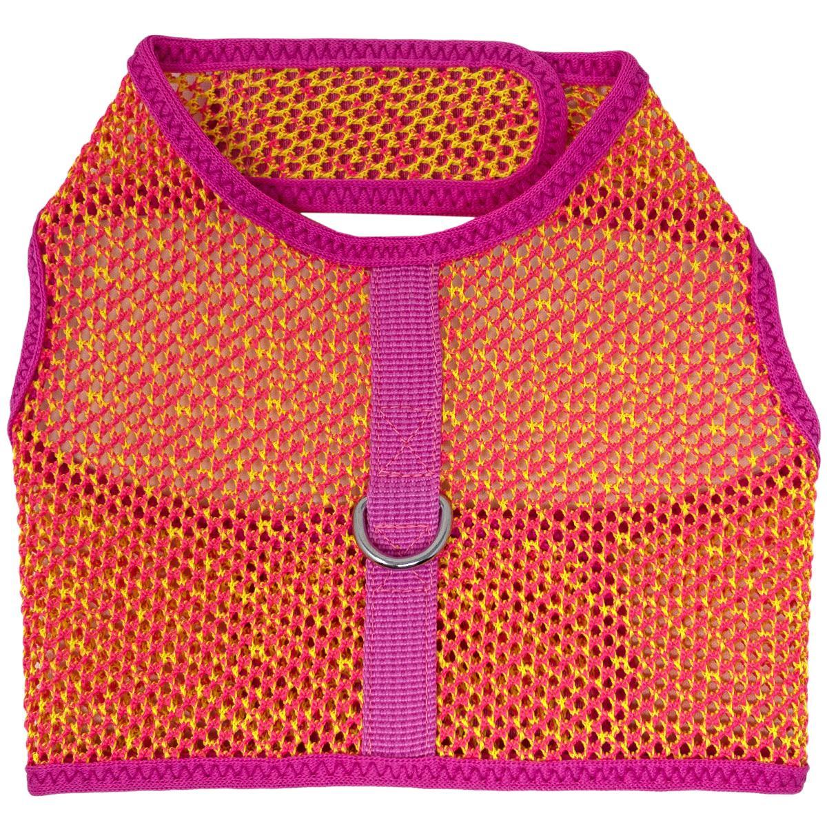 Doggie Design Active Mesh Dog Harness with Leash - Pink & Yellow