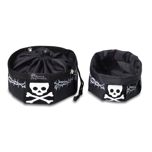 Doggles Black with Skull Travel Bowl