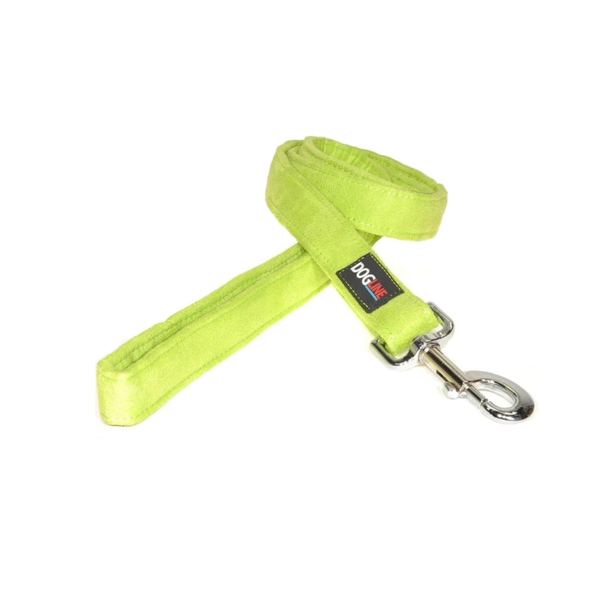 Dogline Flat Microfiber Dog Leash - Lime Green