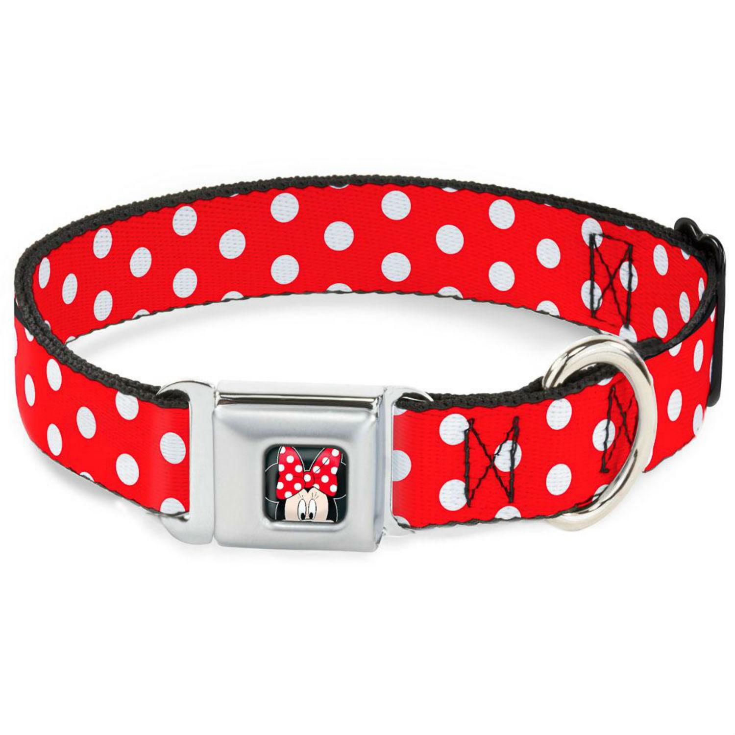 Minnie Mouse Seatbelt Buckle Dog Collar by Buckle-Down - Red/White