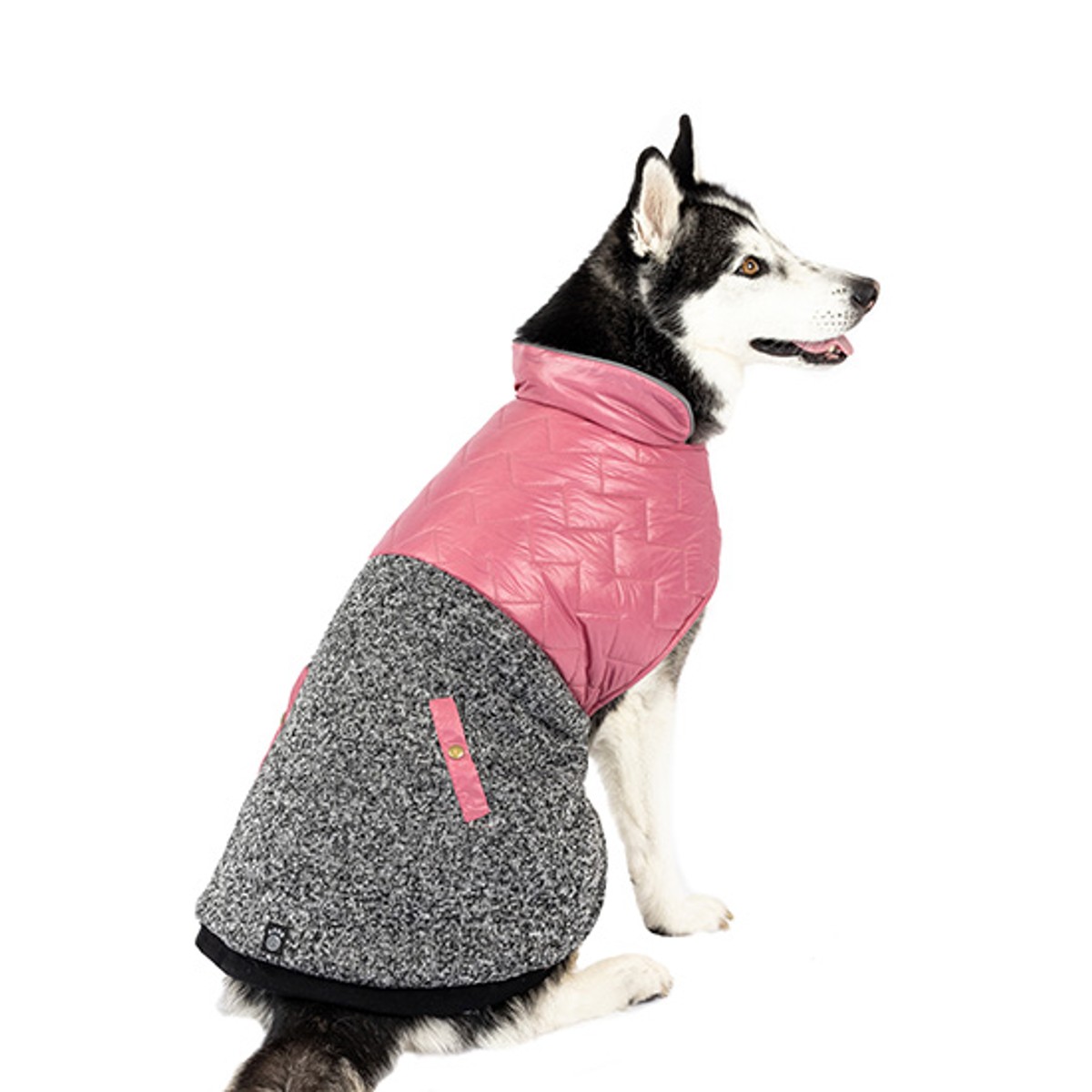 Petrageous Colorblock Radiator Puffer Dog Coat - Pink
