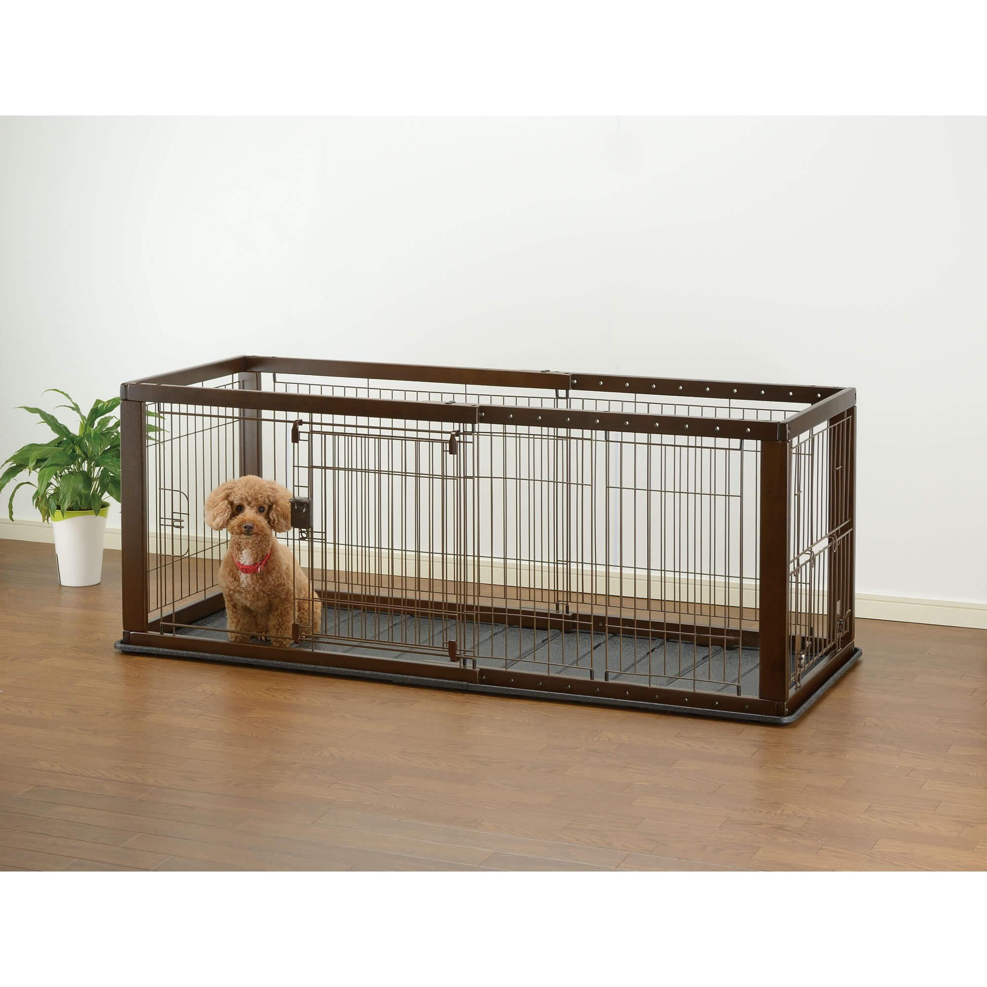 Richell Expandable Dog Crate - Dark Brown