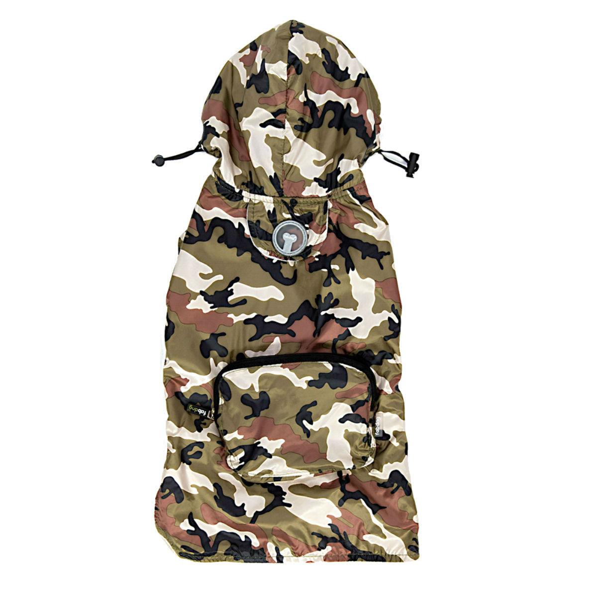 fabdog® Pocket Fold Up Dog Raincoat - Green Camouflage