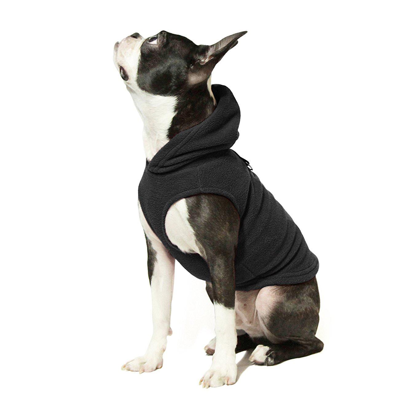 Fleece Vest Hoodie Dog Harness by Gooby - Black