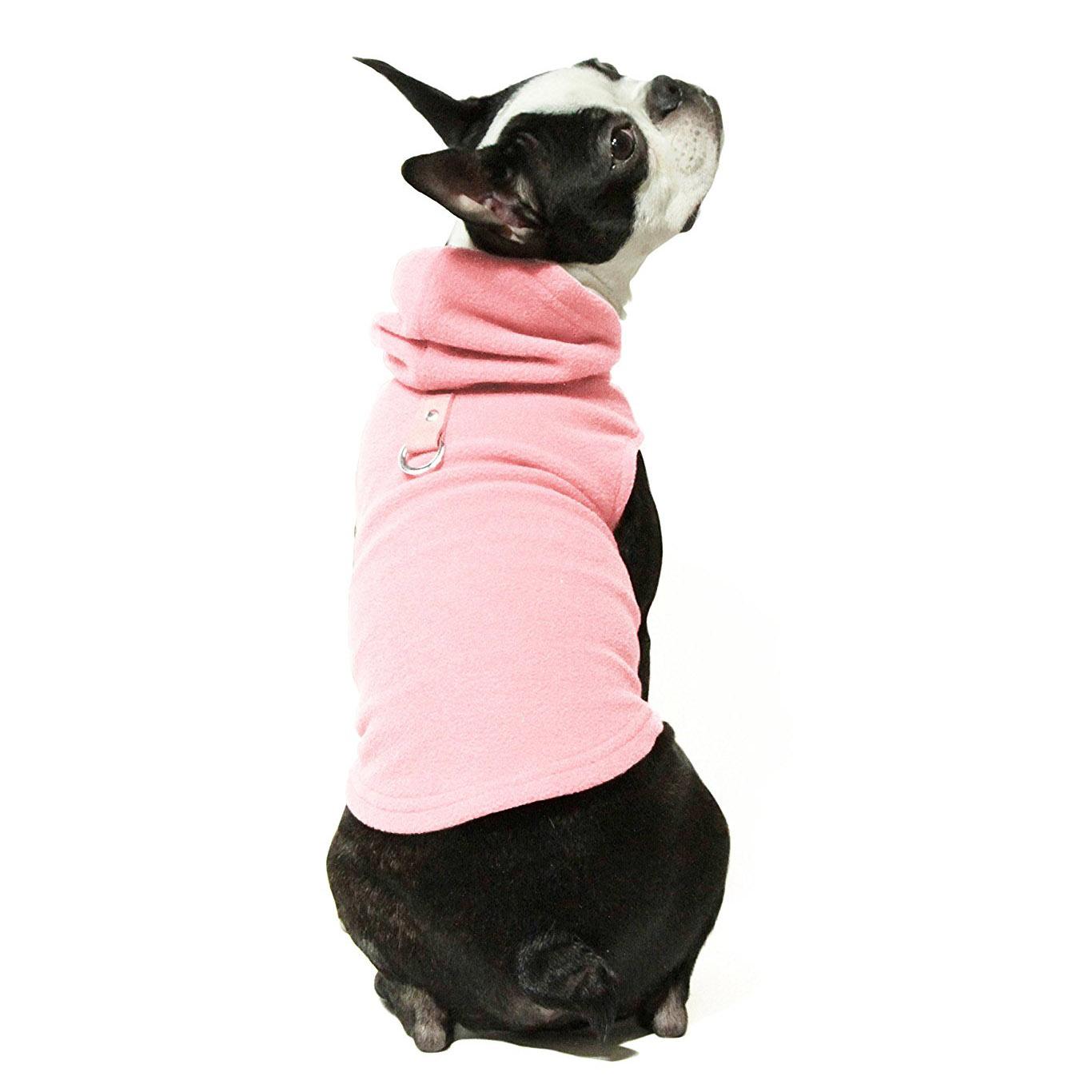Fleece Vest Hoodie Dog Harness by Gooby - Pink