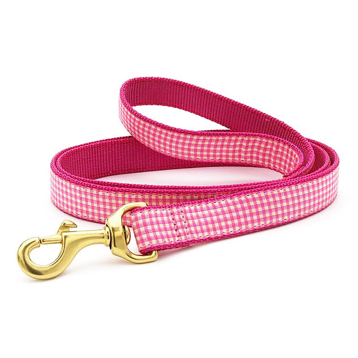 Pink Gingham Dog Leash by Up Country