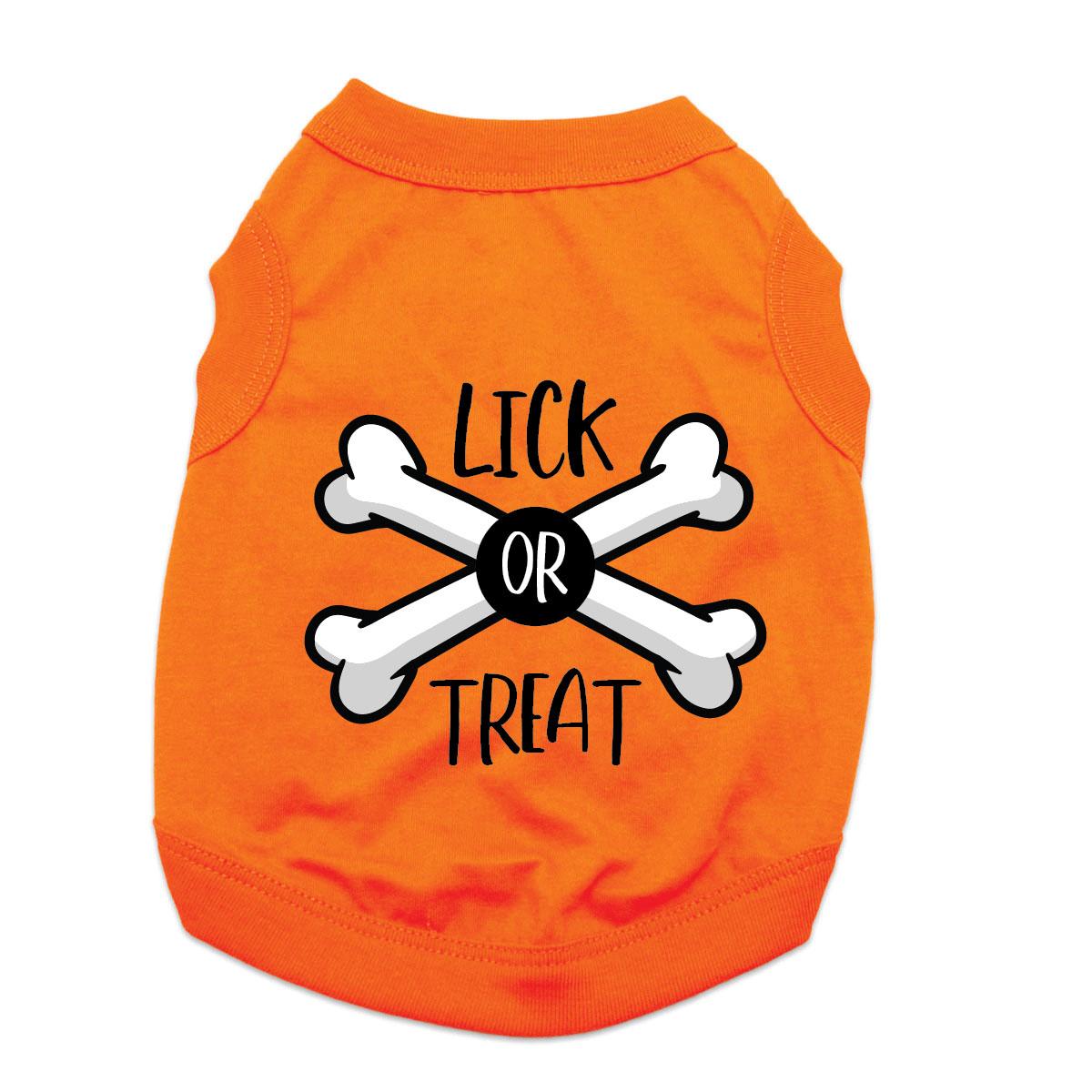 Lick or Treat Halloween Dog Shirt - Orange