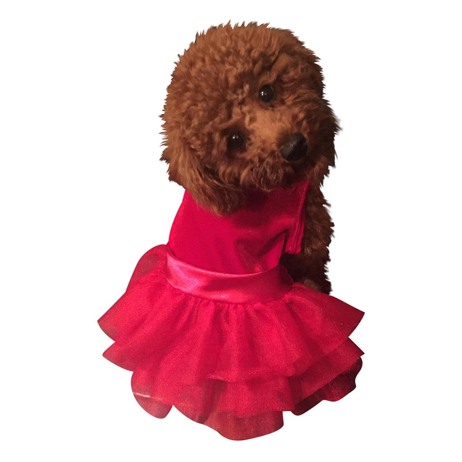 The Dog Squad Fufu Tutu Holiday Party Girl Dog Dress - Red Velvet