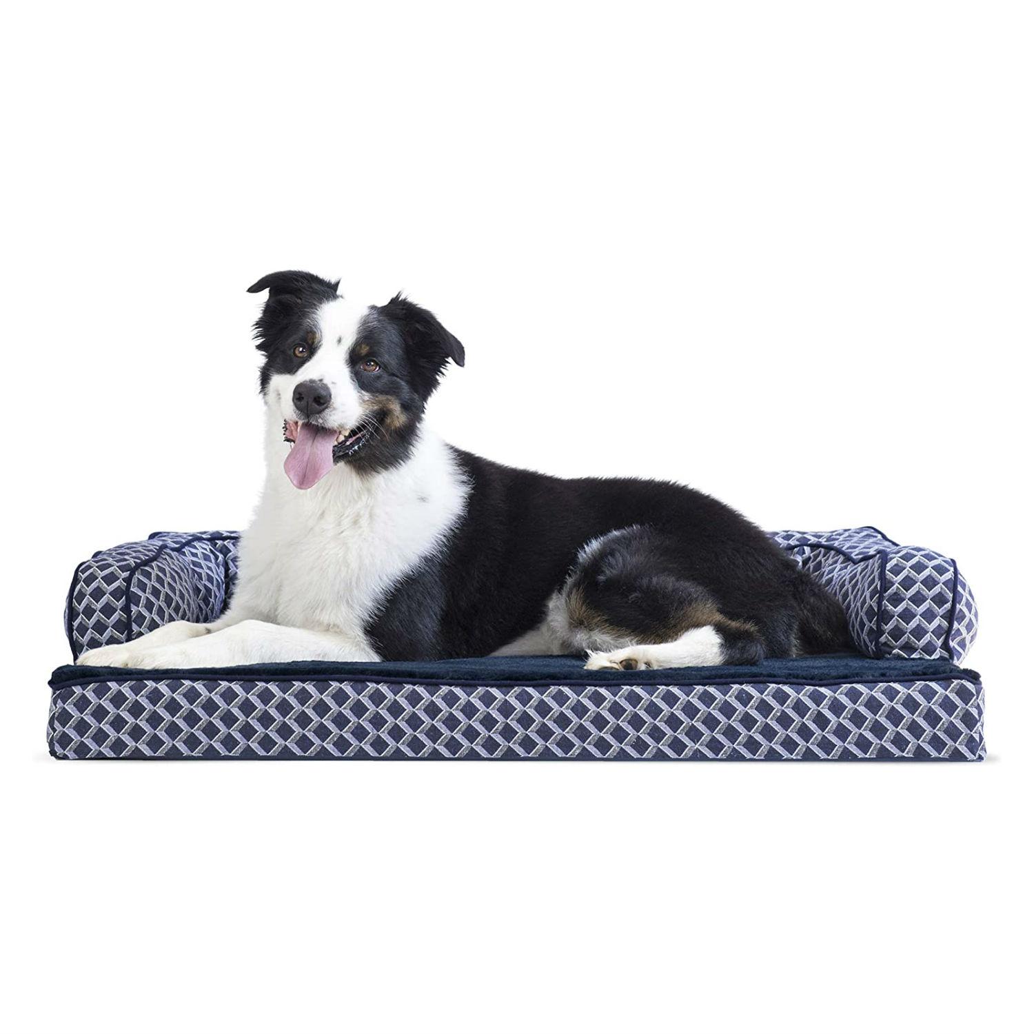 FurHaven Plush & Decor Memory Top Sofa Pet Bed - Diamond Blue