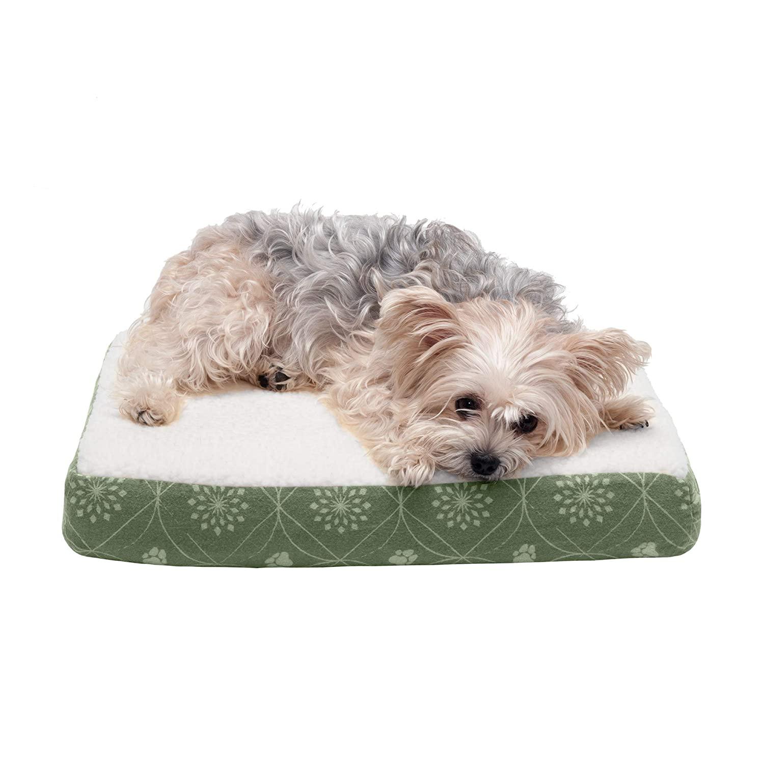 FurHaven Paw Decor Deluxe Cooling Gel Top Pet Bed - Jade Green