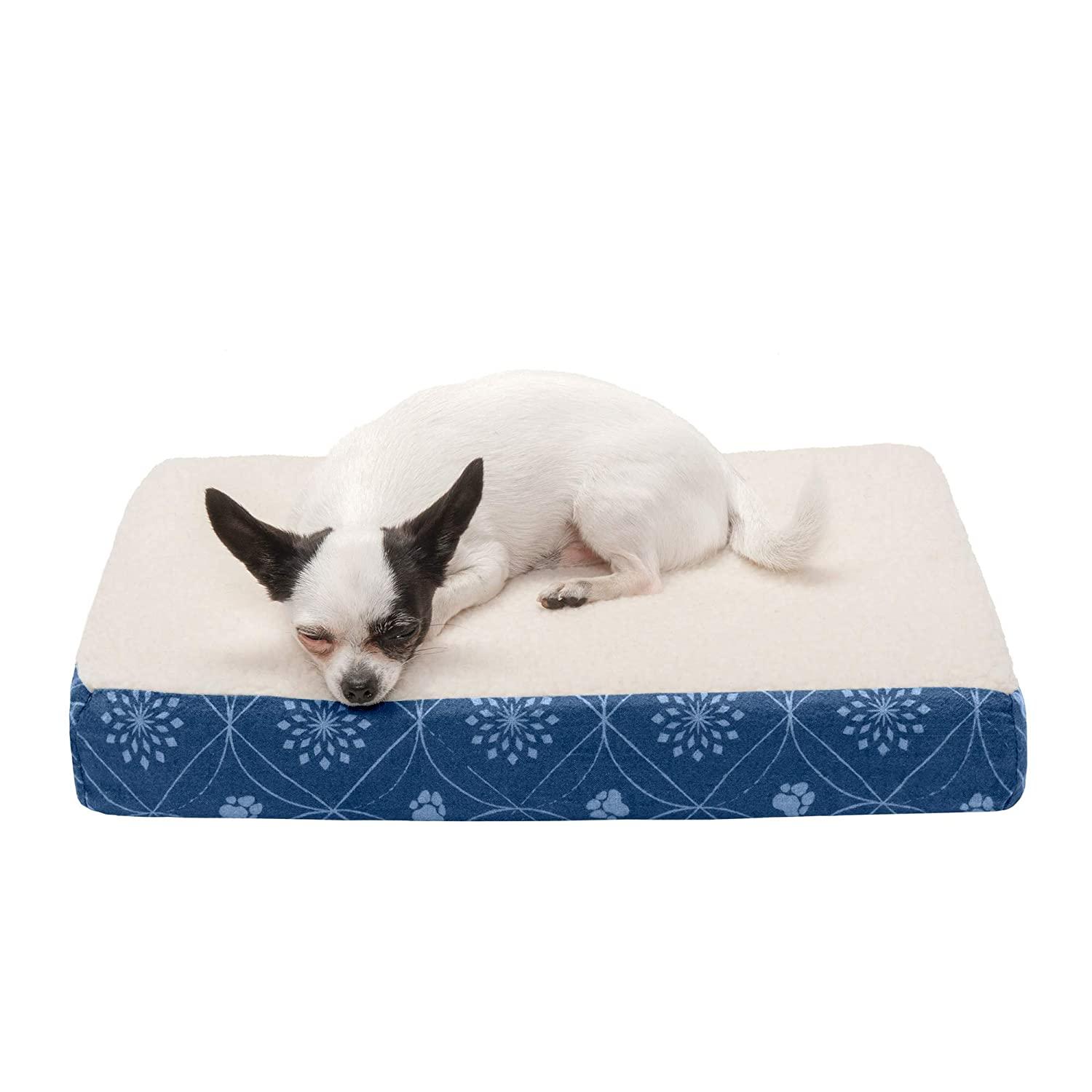 FurHaven Paw Decor Deluxe Memory Foam Top Pet Bed - Twilight Blue