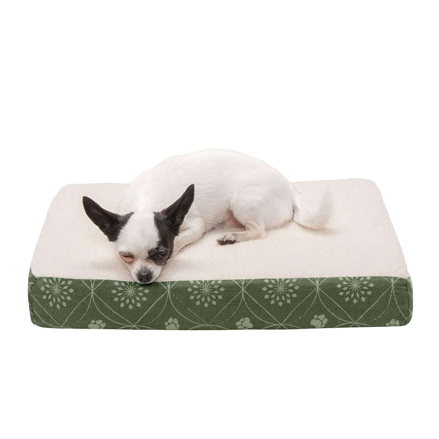 FurHaven Paw Decor Deluxe Memory Foam Top Pet Bed - Jade Green