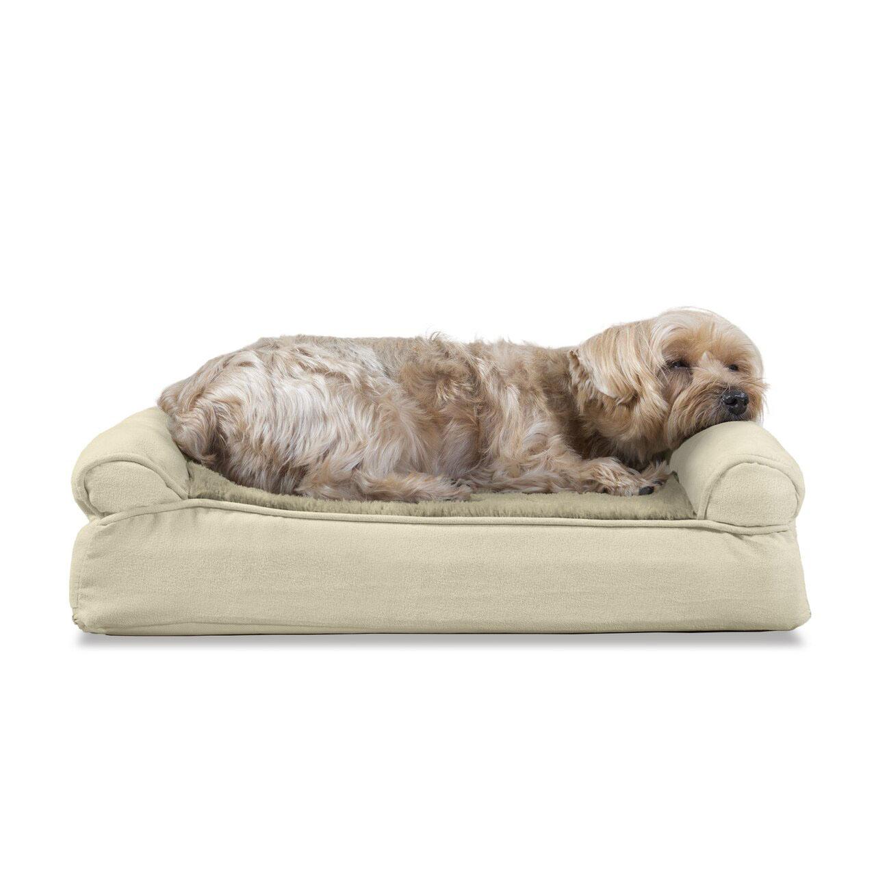 FurHaven Plush & Suede Memory Top Sofa Pet Bed - Clay