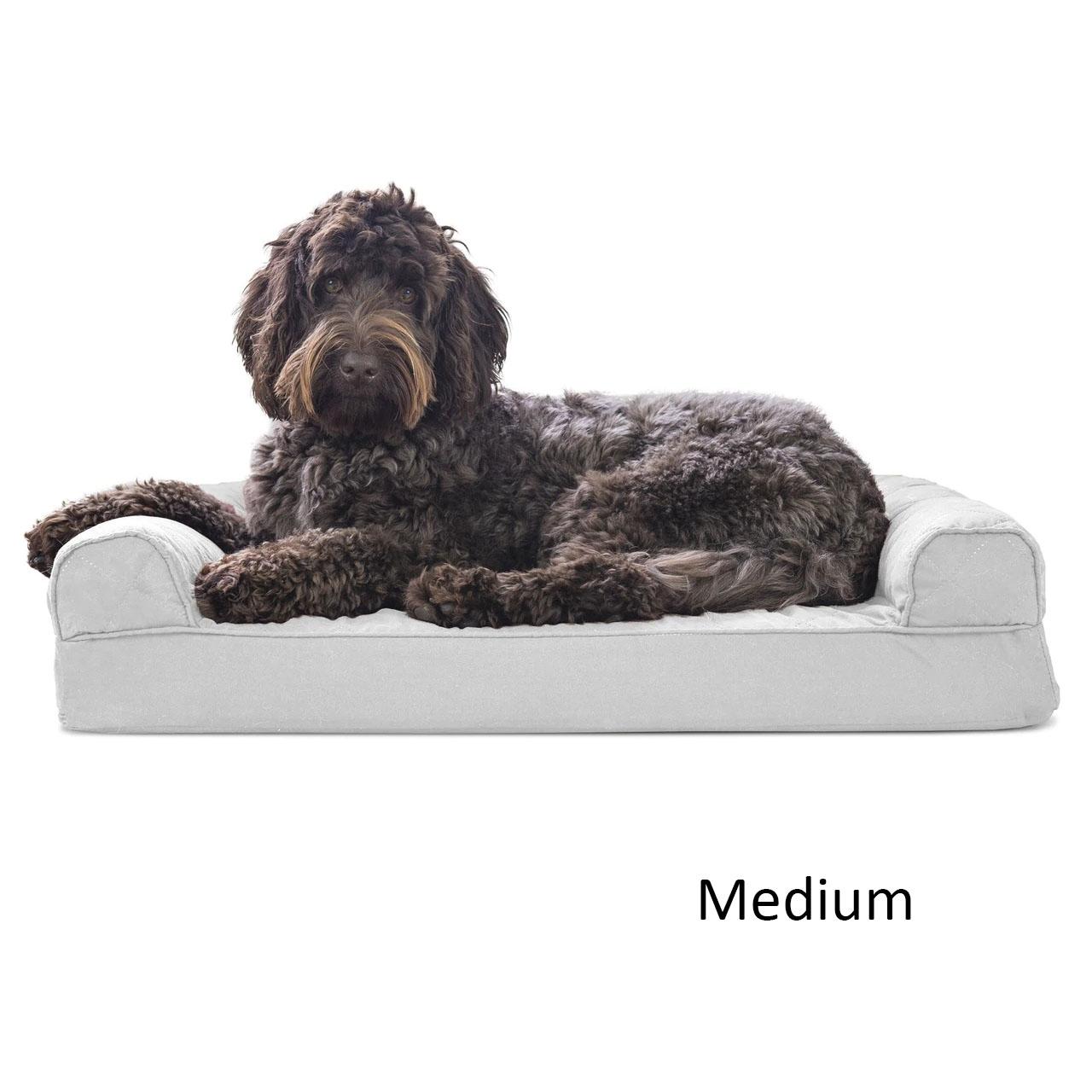 FurHaven Quilted Memory Top Sofa Pet Bed - Silver Gray