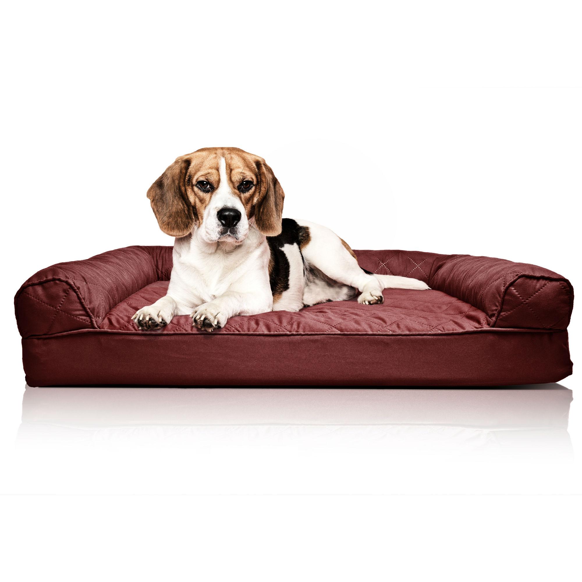 Furhaven Quilted Orthopedic Sofa Pet Bed - Wine Red
