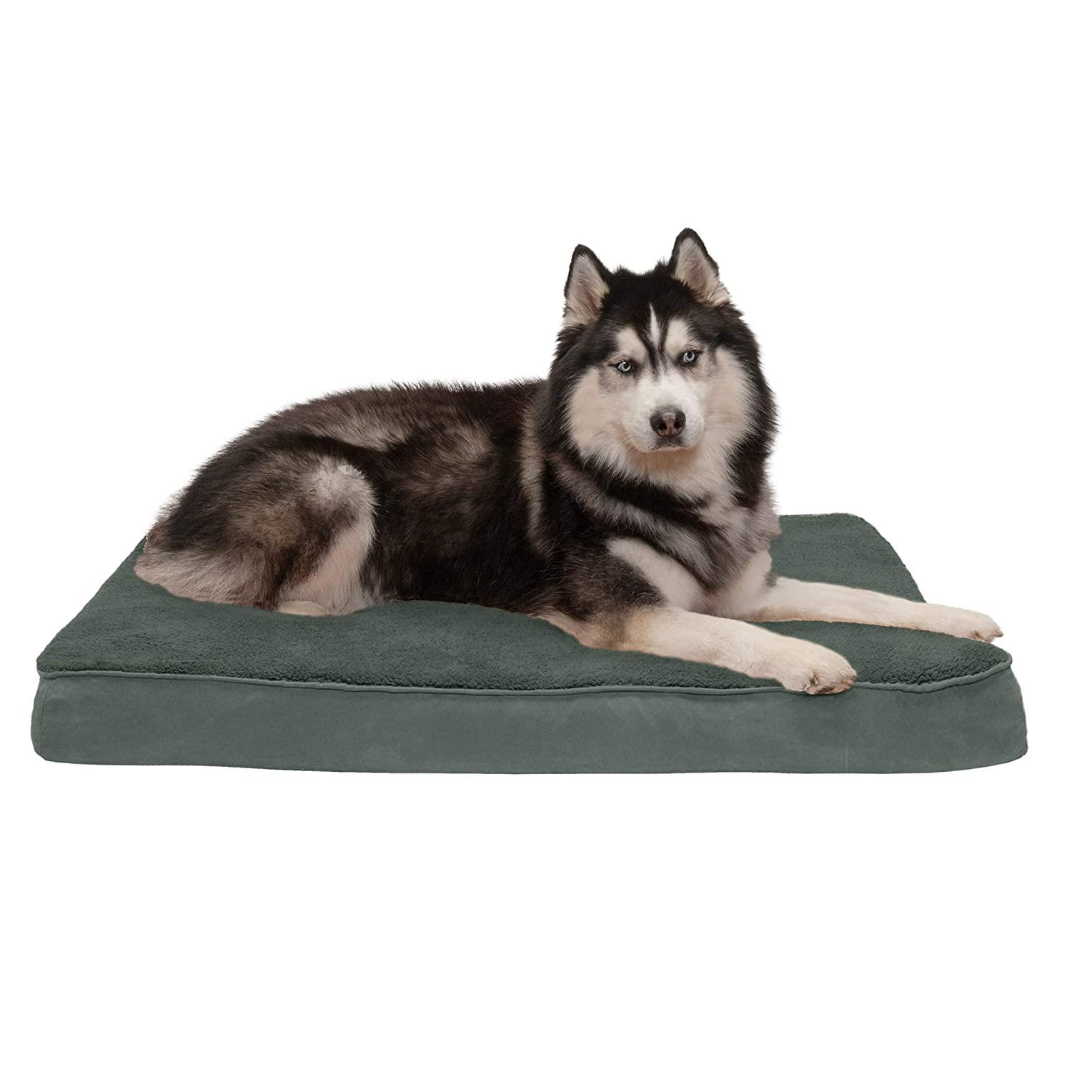 FurHaven Terry & Suede Deluxe Cooling Gel Top Pet Bed - Forest