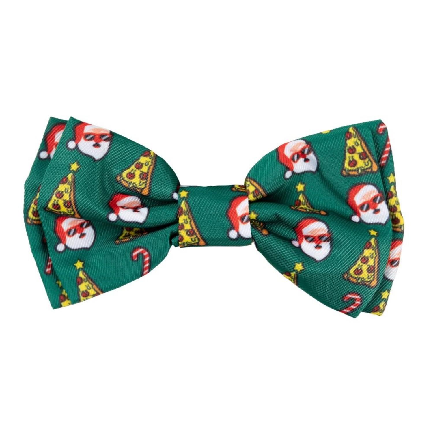 FuzzYard Holiday Bow Tie Collar Attachment for Dog and Cat - Merry Pizzamas