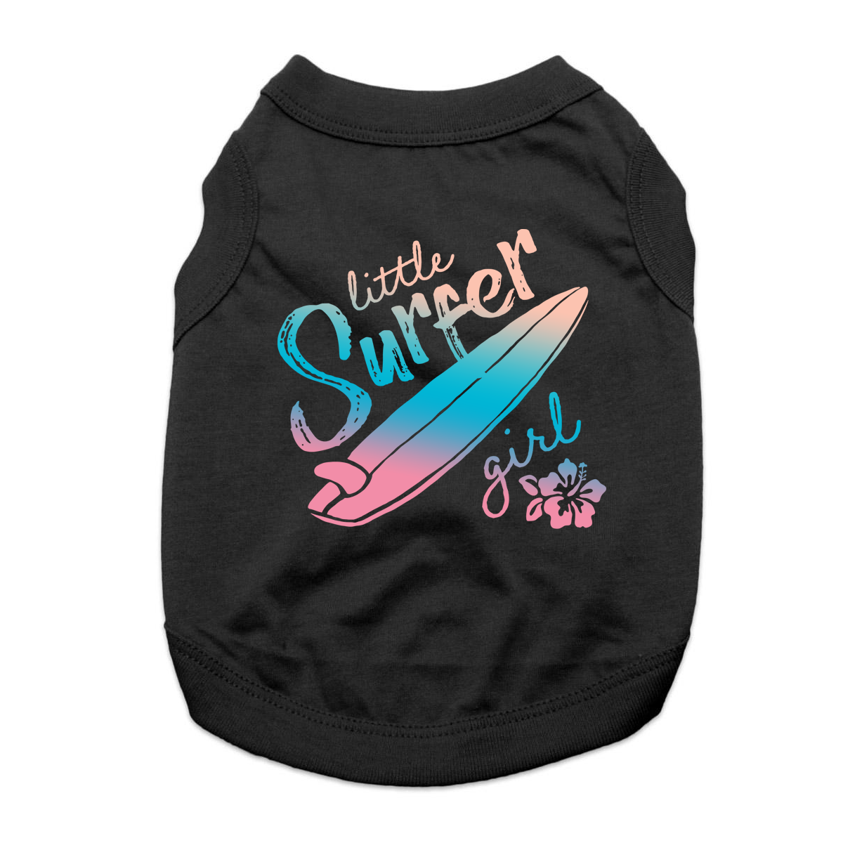 Little Surfer Girl Dog Shirt - Black