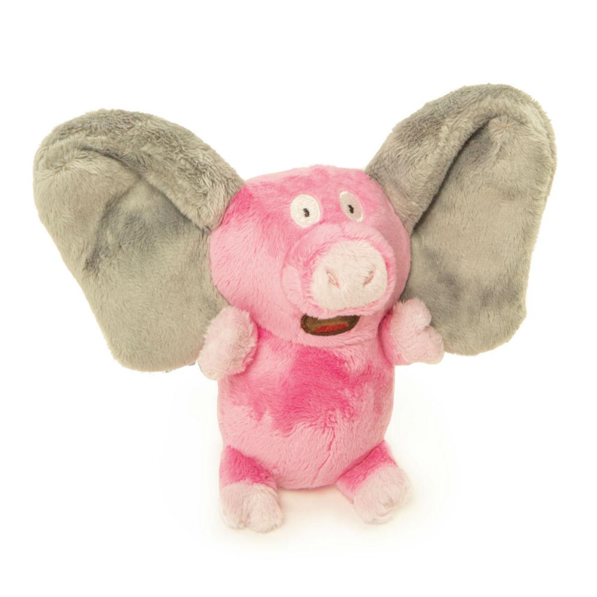 goDog Silent Squeak Flips Dog Toy - Pig/Elephant